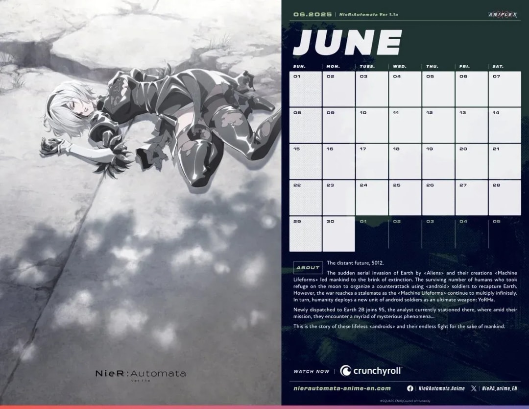 Discover the Latest NieR:Automata Ver1.1a Page in the Aniplex Calendar