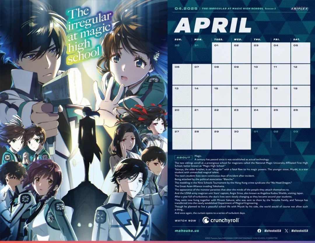 The Irregular at Magic High School Season 3 Announcement on Aniplex Calendar!