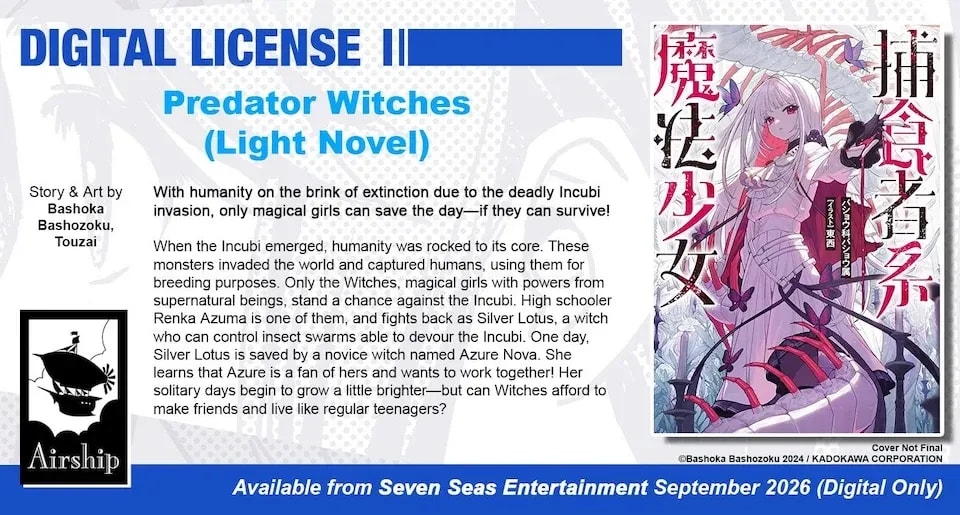 Seven Seas Entertainment Reveals Exciting New Releases: 'Predator Witches' Light Novel and 'Phenomenon X' Manga