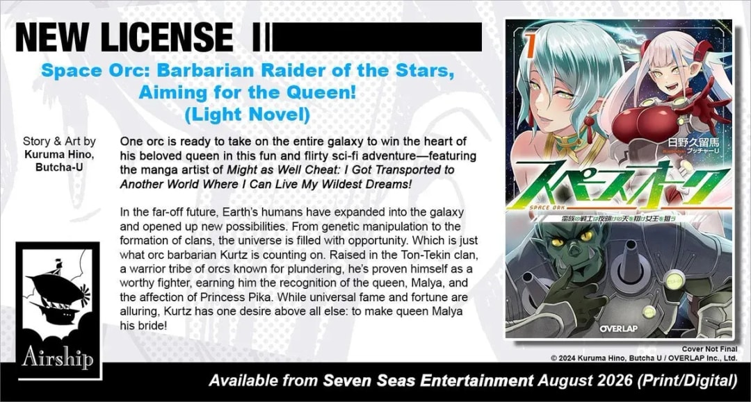 Seven Seas Entertainment Unveils Diverse New Releases Including 'Space Orc' Light Novels