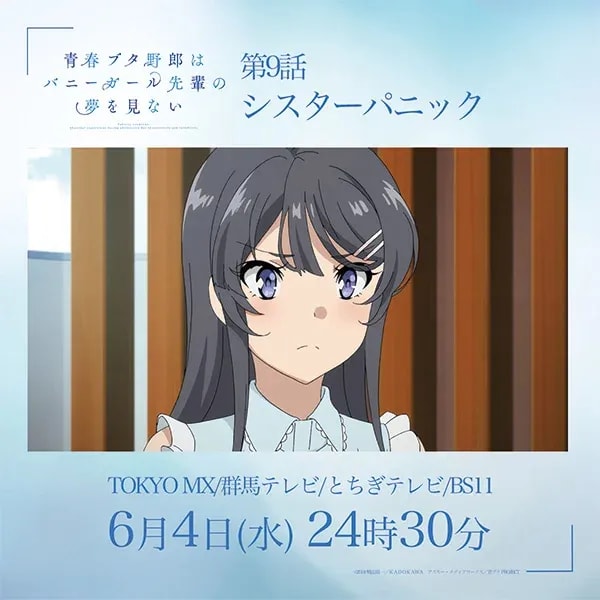 Don't Miss the Re-airing of Episode 9 'Sister Panic' from Rascal Does Not Dream of Bunny Girl Senpai