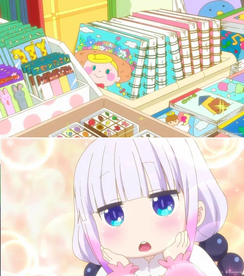 Kanna's Adorable Reaction to Stationery in Miss Kobayashi's Dragon Maid