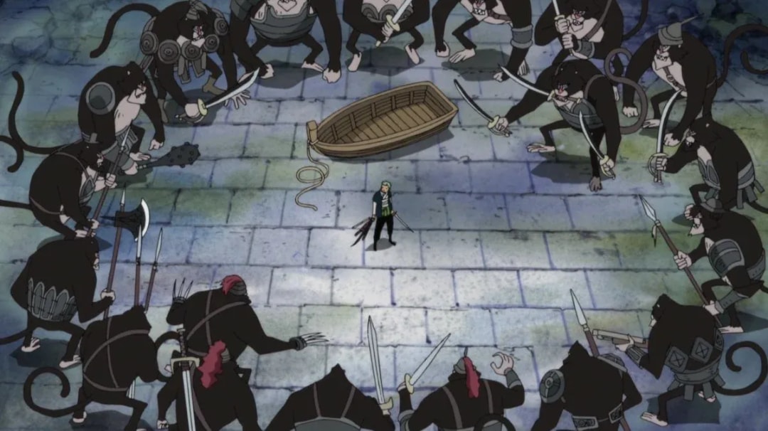 Zoro's Epic Battle Against 100 Baboon Bullies