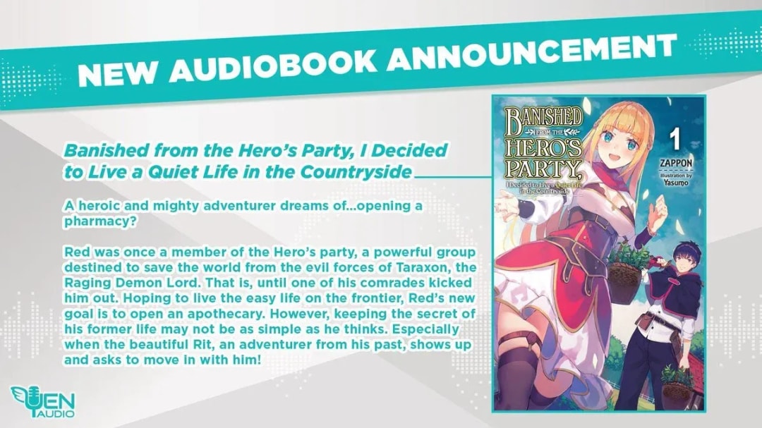 Explore the New Audiobook: Banished from the Hero’s Party, I Decided to Live a Quiet Life in the Countryside